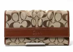 新品 COACH コーチ シグネチャー 3つ折り長財布 F42819 ブラウン系