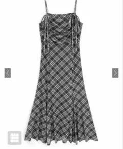 チェック柄ギャザーリボンキャミソールワンピース［dk1411］　GRL