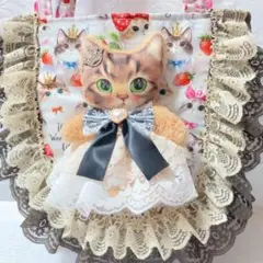 リトルサンダーちゃんレースフリルトートバッグ　コヤンイサムチョン　ティアラの猫