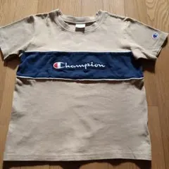 Champion Tシャツ 140 （130相当）ベージュ/ネイビー