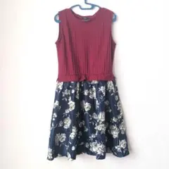 ノースリーブワンピース ニット 花柄ワンピース A357