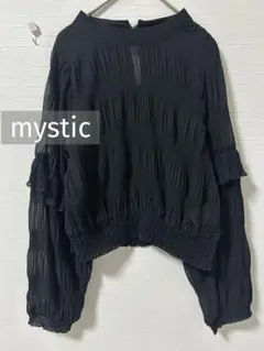 k0187 mystic シャーリングフリルブラウス ブラックのサムネイル