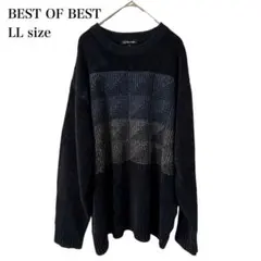 ベストオブベスト/ニット/切替デザイン/ウール混/LL/ネイビー/大きいサイズ