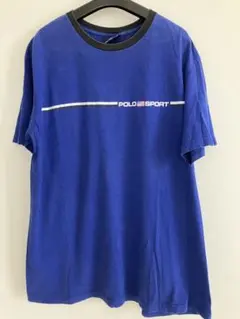 90s ポロスポーツ ラルフローレンリンガー Tシャツ　ブルー×ブラック　 L