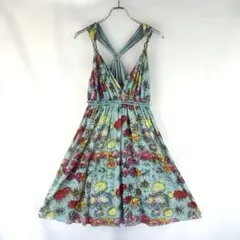 ヴィヴィアンタム ワンピース 花柄 ホルターネック バックデザイン フレア膝丈のサムネイル