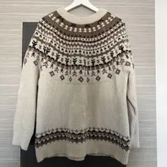 RAGEBLUE アイボリー フェアアイル柄ニット