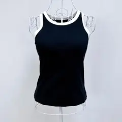 ユニクロ アメリカンスリーブ ブラトップ タンクトップ 配色 黒 L 美品
