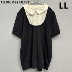 OLIVE des OLIVE 丸襟　レース　ブラック　トップス　TシャツLLのサムネイル