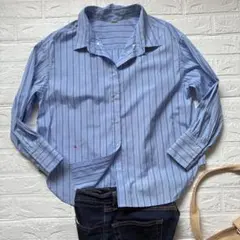 美品　ミラオーウェン ストライプ ビッグシルエットシャツ 手洗い可 サイズ1