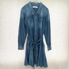 美品✦cepo&Denim デニムシャツワンピース M ブルー リボン付