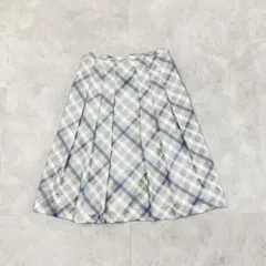 美品 DAKS チェック柄 膝丈下プリーツスカートレディースMのサムネイル