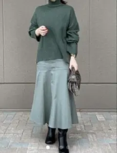 ミラオーウェン　マーメイドスカート　ロングスカート　カーキ