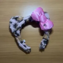 ハローキティ ヒョウ柄ファー ピンクリボン カチューシャ