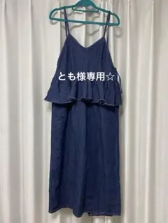 Samansa Mos2 blue ペムラムキャミワンピース　デニムワンピース
