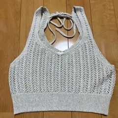 GU メッシュバックリボンニットビスチェ Sサイズ ナチュラル