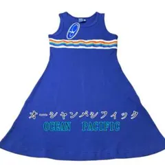 オーシャンパシフィック ノースリーブワンピース 青