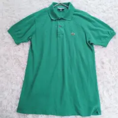 LACOSTE　グリーン　ポロシャツ　ワンポイント　ロゴ刺繍
