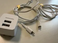 tama's 2ポートUSB充電器 ケーブル2本付き
