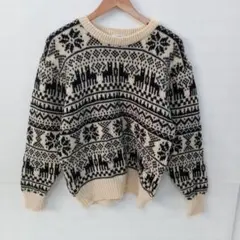 1.23◎S963P◎ヴィンテージ◎ニット◎総柄◎ウール100%