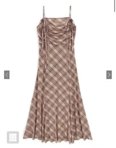 チェック柄ギャザーリボンキャミソールワンピース[dk1411]