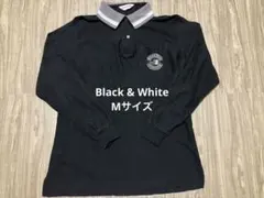 Black & White メンズポロシャツ　ゴルフ　黒　ブラック　長袖　Mのサムネイル