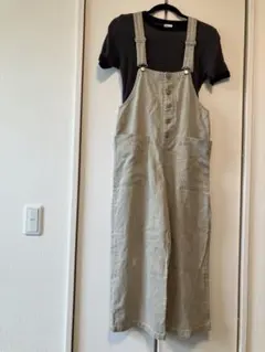 フロントボタン サロペット ベージュ