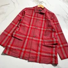 希少90s　トリココムデギャルソン　ピンク　チェック　ロングジャケット　ウール