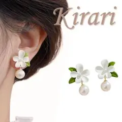 ピアス プルメリア 花 パールピアス イヤリング おしゃれ 111