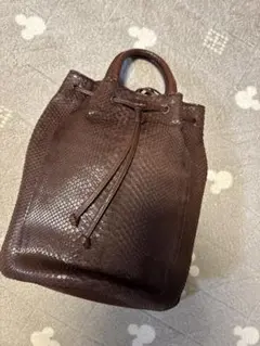 美品　イビザ　IBIZA ブラウンレザー巾着型バッグ