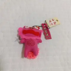 沖縄限定 手作りシーサー 恋愛運 ピンク ストラップ