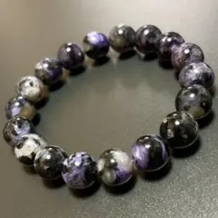 天然石ブレスレット☆高品質！ブラックチャロアイト13mm