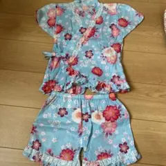 女の子　花柄甚平セット 130cm 水色