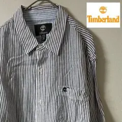 Timberland/ストライプ リネンシャツ/XL/グレー×ホワイトのサムネイル