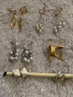 ゴールドとパールのイヤリング6ペアセット