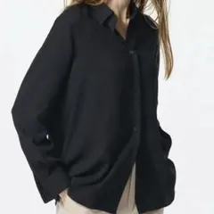 ユニクロ　レーヨンブラウス　ブラック　L