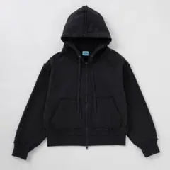 【a2o】 カットオフスウェットパーカー　ブラック　M