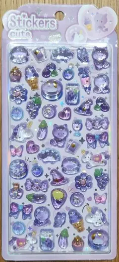 ボンボンドロップ うるちゅる かわいい紫色のホログラムステッカーセット ⑥