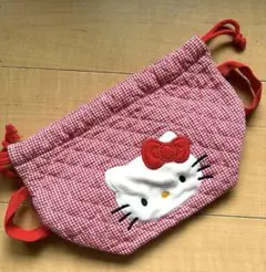 ハローキティ サンリオ 2003年 巾着 赤チェック　平成レトロ