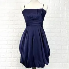 エメ【9】紺 キャミソールワンピース バルーンシルエット 春夏秋 冠婚葬祭