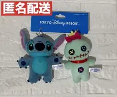 新品タグ付き　スティッチ＆スクランプ　ぬいぐるみバッジセット　ディズニー