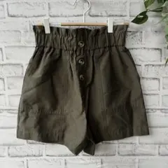 ザラ　ショートパンツ　ウエストゴム　カーキ　XS