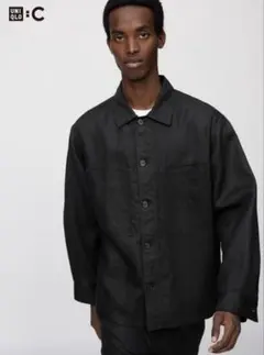 UNIQLO :C プレミアムリネンシャツジャケット ブラック M - メルカリ