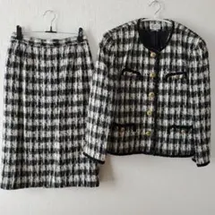 GIGI ヴィンテージ ツイード スーツ セットアップ 毛90% 昭和レトロ