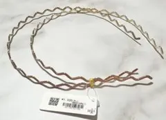 2連　カチューシャ　ヘアアクセサリー　なみなみ　波型　ピンク　ゴールド　値下げのサムネイル