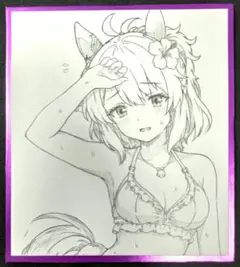 i*a様 中色紙 ウマ娘 ダンツフレーム 水着 ファンアート 手描き