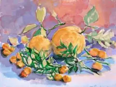 水彩画 野菜と果物 額装品 F6号サイズ - メルカリ