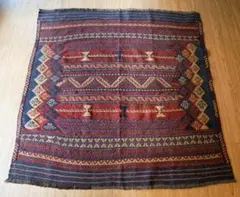 137×133　ペルシア オールド キリム 手織り絨毯 ヴィンテージラグ