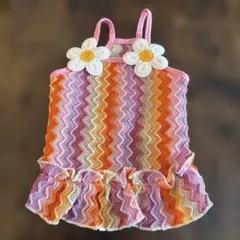 犬用ドレス カラフル ジグザグ模様XS