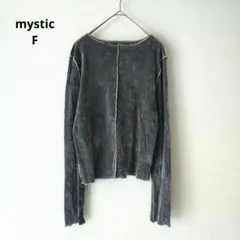 mystic 長袖トップス カットベロアプルオーバー 伸縮性◎ グレー F