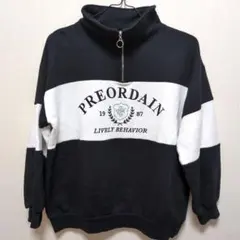 Lovetoxic 裏起毛プルオーバー ハーフジップ トレーナー ブラック